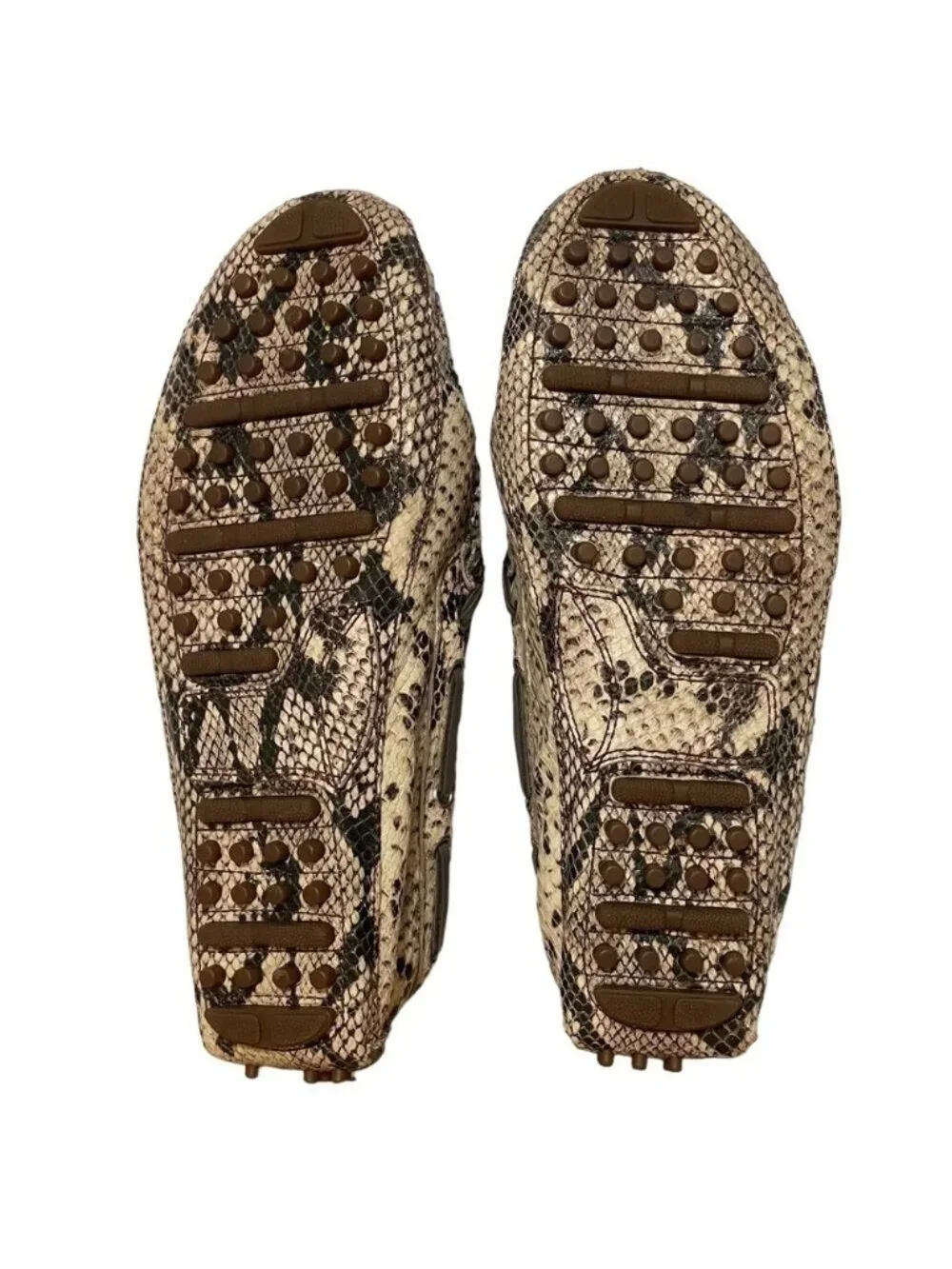 Cole Haan Garnet Snakeprint Loafers Brown Black Leather Mocs Tassel Size 7.5